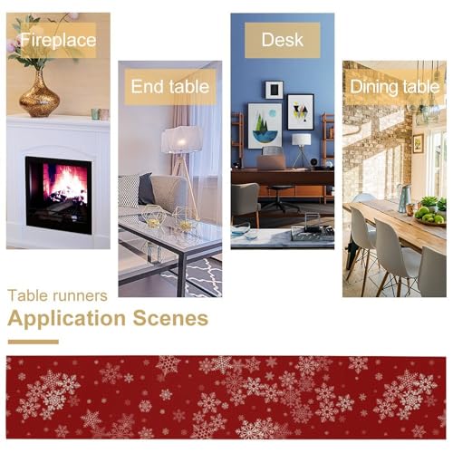 Christmas Snowflakes Table Runner Seasonal Winter Holiday Theme Art Printed Dinner Runner for Home Party Kitchen Dining Table Decor Fabric 1 Panel W13xL36in - color: Christmas-5, size: 13"W x 36"H