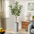 Artificial Tree in Modern Geometric Pattern Planter, Fake Rubber Silk TRE for Indoor and Outdoor Home Decoration - 70" Overall Tall (Plant Pot Plus Tree) - style: Rubber