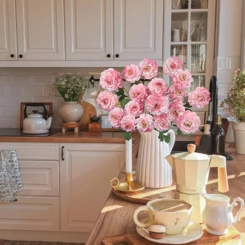 3 Pcs Artificial Flowers Spring Summer Pink Zinnia Silk Flowers with Long Stems Zinnia Elegans Artificial Flowers for Outdoors Floral Arrangements Table Centerpieces Wedding Party Home Decor - color: Pink 2