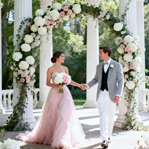 AVIVIHO 65pcs White Hydrangea Artificial Flowers Bulk (Not Squished, No Steaming Need) Ivory Faux Hydrangeas Bouquet Silk Flowers with Stems for Wedding,Party,Centerpieces,Home,Baby Shower Decor - color: Ivory, size: Medium