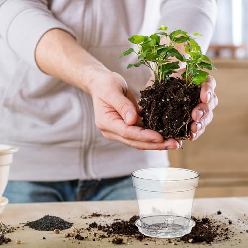 WSMKSZ 4 Inch Clear Nursery Pots, Set of 30 Transparent Plant Flower Pots for Small Indoor Plants with Drainage Holes & Trays, Plastic Seedling Starter Pots for Various Plants - size: 4inch 30pcs