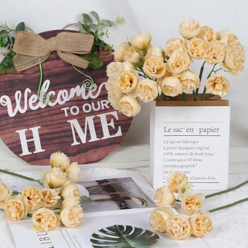 IPOPU Ranunculus Artificial Flowers Peonies Flowers 18 PCS Silk Artificial Peonies Faux Ranunculus for for DIY Wedding Bouquet Bridal Shower Filler Flowers Décor(Champagne) - color: Champagne