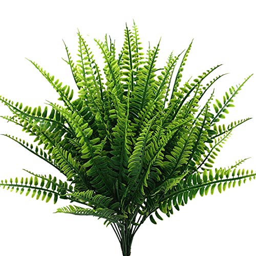 Artificial Fern Boston Plants, Plastic Shrubs Grass Fake Greenery Ferns Bushes for Home Garden Office Kitchen Outdoor Indoor UV Resistant Wedding DIY Decor Planter Filler Christmas Decoration - 4 Pack - color: Fern Grass/ 4 Pack