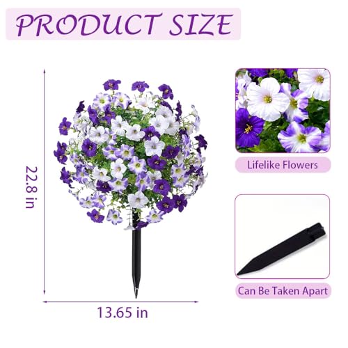 Artificial Petunias with Ground Stake - UV Resistant & Waterproof Faux Flowers for Outdoor Indoor Garden, Yard, Planter, Porch & Home Decor (Style G, 3 Pcs) - color: Style G , 3 Pcs