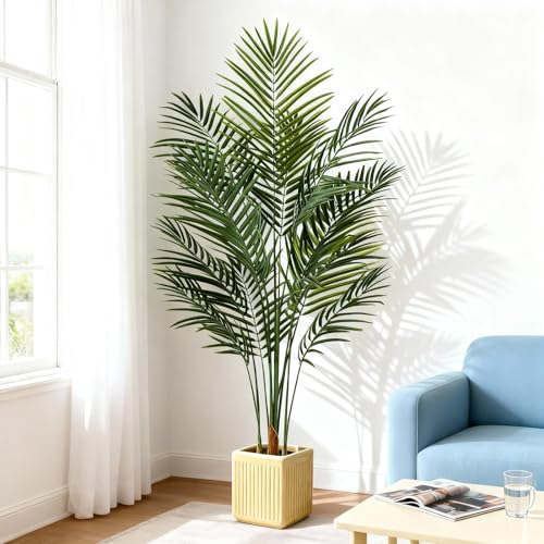 Artificial Palm Tree Indoor 5ft, Large Fake Tropical Areca Palm Tree with 13 Trunks, Faux Dypsis Lutescens Floor Plant in Pot for Indoor Outdoor Home Office Decor & Housewarming Gift - size: 5ft