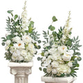 TINGE TIME Free-Standing Artificial Flower Set of 2, Table Centerpiece with Rubber Pad, Silk Fake Flower for Wedding Centerpiece Archway Aisle Welcome Entrance (IvoryWhite) - color: Ivorywhite