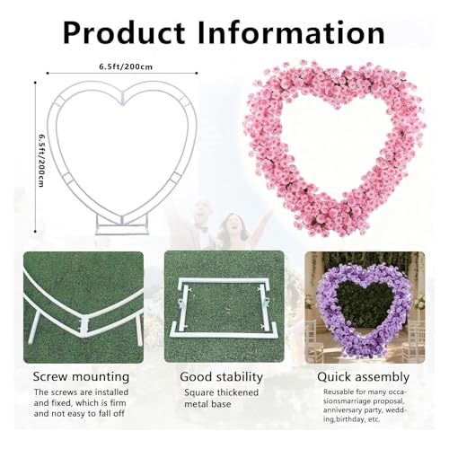 Heart-Shaped Rose Flower Arrangement - Floral Decor for Wedding Arch, Proposal, Party & Event Backdrops, Indoor Outdoor Use (White with Shelf) - color: White With Shelf