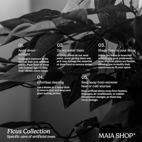 Maia Shop 3ft 5in Artificial Ficus Tree Plant for House, Apartment or Office – Realistic Fake Indoor Plants for Living Room, Kitchen, Bedroom, Entryway or Bathroom – Faux Greenery for Home Décor - color: Ficus, size: 3ft 5in