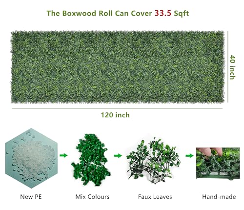 Grass Wall Decor,Paistao Privacy Fence Screen,Greenery Backdrop Panels,40"x 120"(33.5 Sqft) Artificial Boxwood Fake Grass Wall for Indoor,Outdoor,Patio,Garden,Backyard - size: 2 Boxwood-40"x 120"