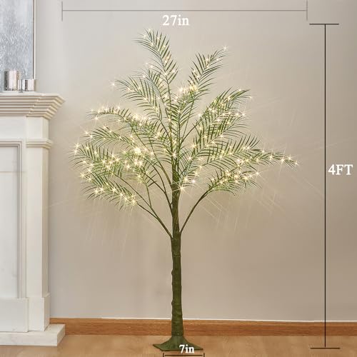 Hairui Lighted Palm Tree 4FT 240 LED Fairy Lights, Faux Plant Tree with Lights for Inside Outside Home Holiday Summer Decoration - style: 4FT Palm tree