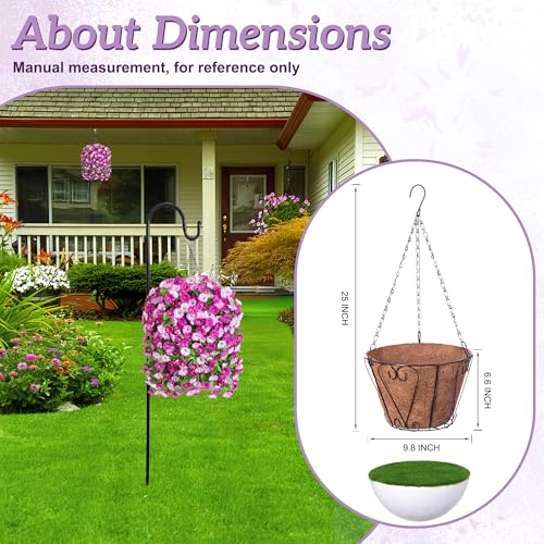 Ammyoo Artificial Fake Hanging Flowers Basket for Spring Decor, Faux Silk Flower in Planter for Summer, Outdoor Artificial Floral for Home Porch Yard(Double Lotus) - color: Double Lotus