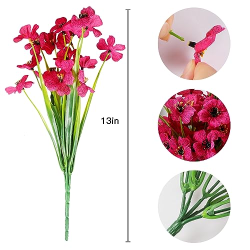 AmyHomie 20 Bundles Artificial Flowers for Outdoor Outside Spring Summer Decoration UV Resistant Faux Flowers No Fade Fake Plastic Plants Garden Porch Window Box Decorating (Fuchsia) - color: Fuchsia, size: 20