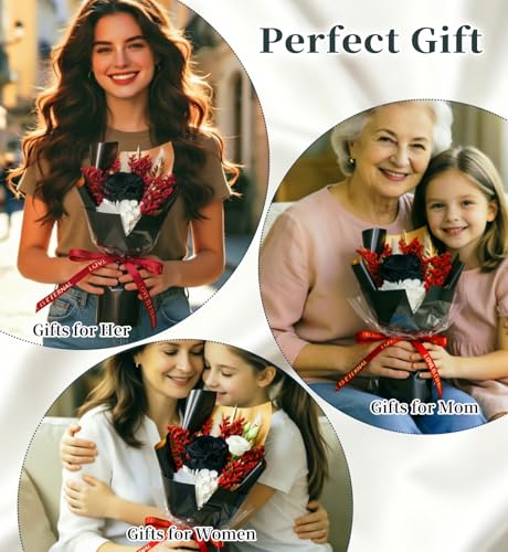 Preserved Flowers Bouquet,Flowers For Delivery,Black Rose Bouquets,Birthday Flowers Gifts For Women Mom Grandma Wife Friends,Real Roses Gift From Daughter Valentine’S Day Mothers Day Anniversary - color: Black, size: Rose Bouquet