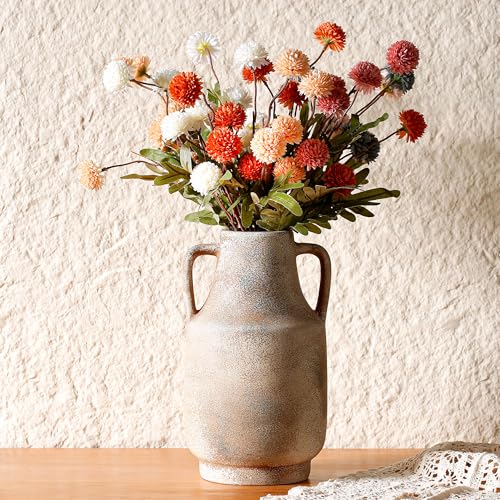 Ceramic Rustic Flower Vase, 10.94 Inch Pottery Modern Vase for Shelf, Tabletop, Vintage Farmhouse Home Decor for Coffee Table, Living Room, Mantle, Fireplace, Entryway - color: Rustic 10.94 Inch