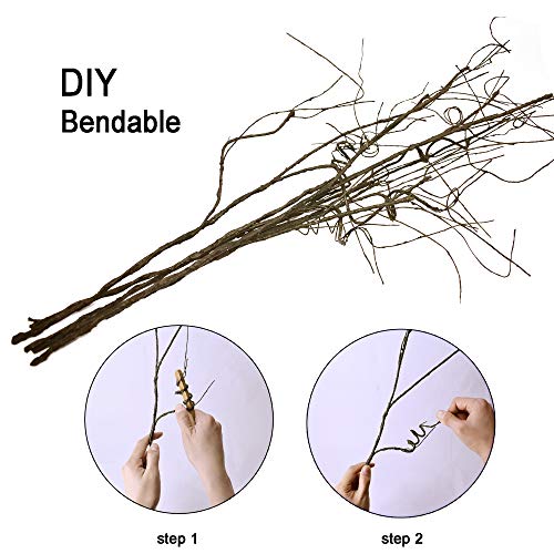 FeiLix 5PCS Artificial Curly Willow Branches, Decorative Dry Twigs, 30.7 Inches Fake Bendable Sticks Vintage Vines Stems DIY Craft Vases Artificial Flowers Garden Hotel Office Home Farmhouse Decor