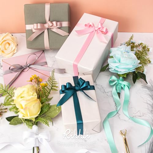Ribbli Aqua Blue Satin Ribbon 5/8 inch x Continuous 25 Yards,Double Faced Satin Use for Craft, Gift Wrapping, Christmas Ornaments, Hair Bows, Bouquet Bows - color: Blue Aqua, size: 5/8 inch