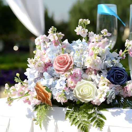 [25PCS] Orange Roses Artificial Flowers with Long Stem Real Touch Fake Foam Roses for Decoration DIY Wedding Bouquets Centerpieces Bridal Shower Flower Arrangements Home Decor - color: Orange