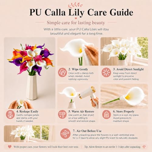 Mandy's 20pcs Colorful Calla Lily Artificial Flowers | 13.5 Inch PU Realistic Bouquet for Vase Elegant Home Decor Centerpiece Wedding Bridal Bouquet Table Decoration - color: Colorful