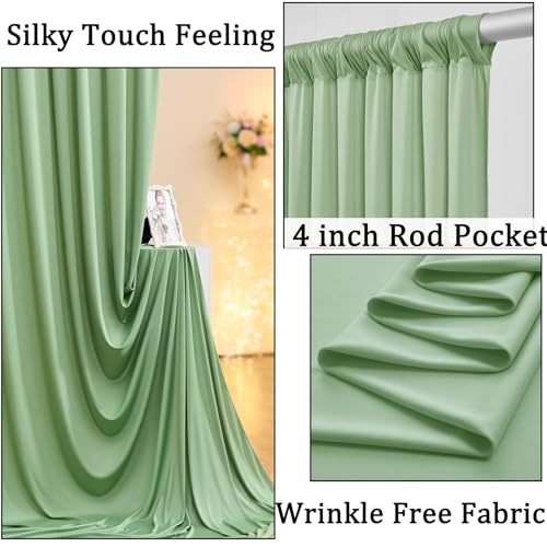 10x8ft Wrinkle Free Sage Green Backdrop Curtains for Parties, Polyester Photo Backdrop Drapes for Wedding Birthday Party Photography Background Curtains Decoration - color: Sage Green, size: 10ftx8ft