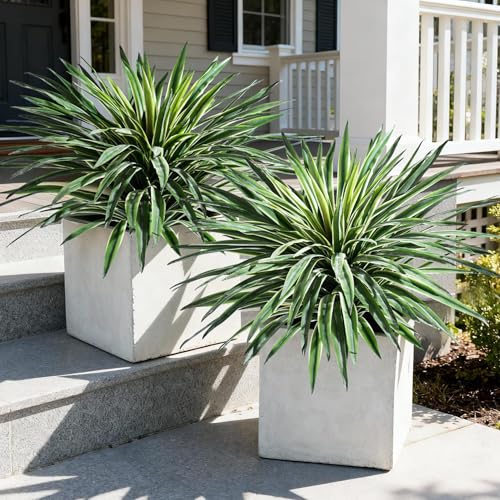 Artificial Agave Plant Fake Agave Planters for Indoor Outdoor Faux Agave Plants Real Touch Realistic Greenery for Home Living Room Office Bathroom Garden Front Porch Patio Decor (27inch-2 Pcs White) - size: 27inch-2 Pcs White