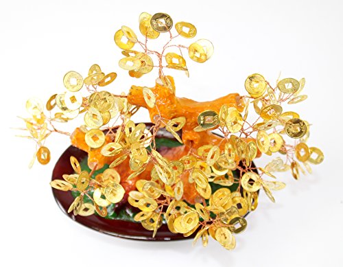 Feng Shui Gold Coins Money Fortune Tree Bonsai Home Decor Wealth Blessing Gift (Gold Coins TRE105) - color: Gold