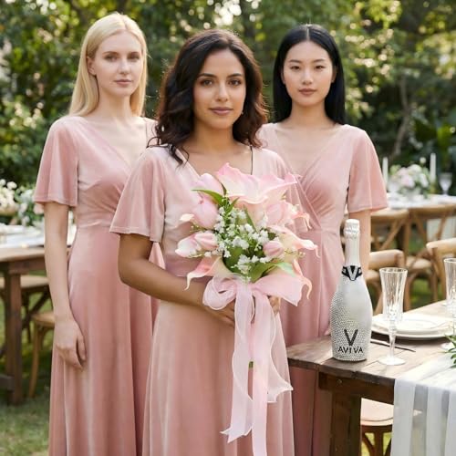 Bridal Wedding Bouquet Realistic Calla Lily Bridal Bouquet Bride Bouquet Wedding Ceremony Church Decoration (Pink)