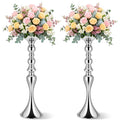 Sadnyy 2 Pcs Sliver Metal Flower Arrangements Stand Tall Wedding Centerpiece Stand Table Decor Flower Vase for Wedding Reception Event Party Dinner Home Decor(16.9 Inch) - size: 16.9 Inch