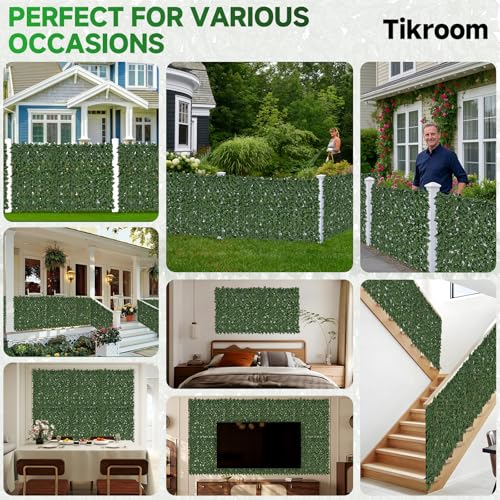 Artificial Ivy Fence Privacy Screen 120x40in UV-Anti Dense Faux Greenery Backdrop Fake Hedges Fence & Faux Ivy Vine Leaf Decoration for Patio Balcony Garden Wall Backyard Indoor Outdoor