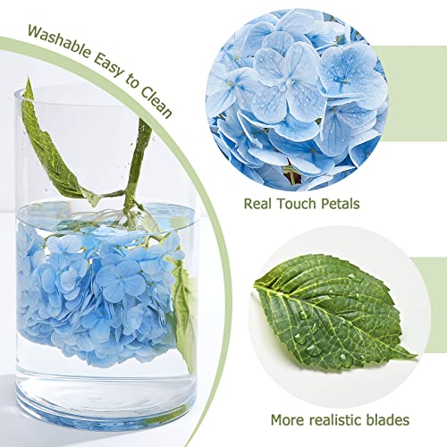 Waipfaru 21" Real Touch Blue Hydrangea Artificial Flowers with Long Stem & Leaves, Full Latex Faux Hydrangea Flowers for Home Decor Party Floral Arrangements Wedding Bouquets Centerpieces, 4Pcs - color: Blue, size: 4pcs