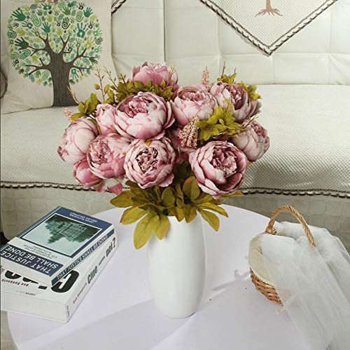 Fule 2 Pack Large Artificial Peony Silk Flower Bouquets Arrangement Wedding Centerpieces (Cameo Brown) - color: Cameo Brown X2