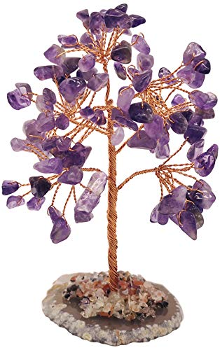 Mina Heal Healing Crystals Tree/Bonsai Tree for Home Decor, Room Decor and Office Desk, Spiritual Gifts for Energy Healing, Good Luck Gifts for Wealth & Prosperity, and Decorative Home Accessories - color: Amethyst (Purple)