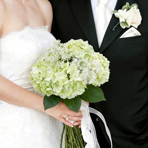 4 Pcs Fake Hydrangeas, 20'' Tall Large Bloom Latex Hydrangea Real Touch Faux Lifelike Silk Flowers Bouquet for Vase Filler Home Office Wedding Party Decor, DIY Floral Arrangement, Centerpieces - color: Light Green