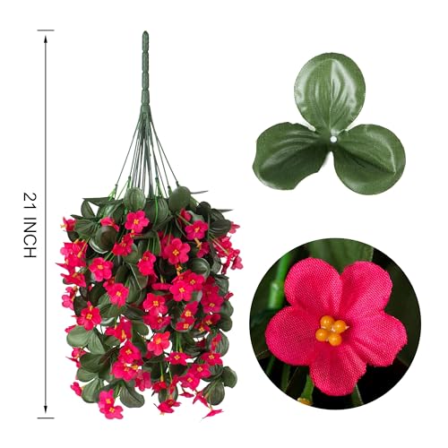 Artificial Flowers for Outdoor Decoration, 2 PCS Fake Silk Hotpink Daisy, Long VinesOrchid, UV Resistant Faux Flower Realistic for Home Porch Patio Balcony Window Planter Pot - color: Hotpink