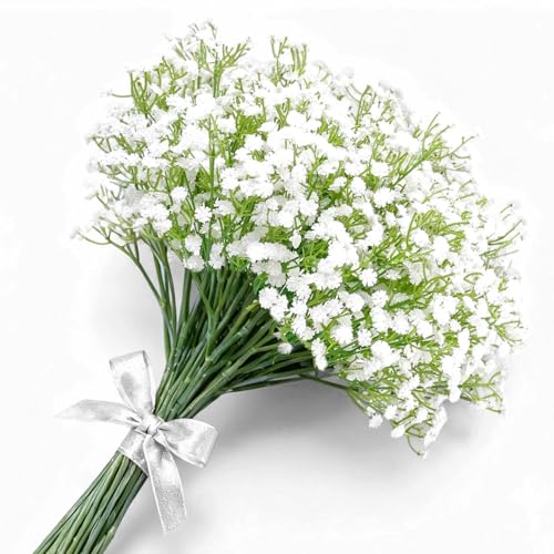 36 Pcs Babys Breath Artificial Flowers, White Artificial Flowers Bouquet, Faux Flower, Fake Gypsophila Bulk in Vase Floral Decor for Centerpieces Wedding Brides