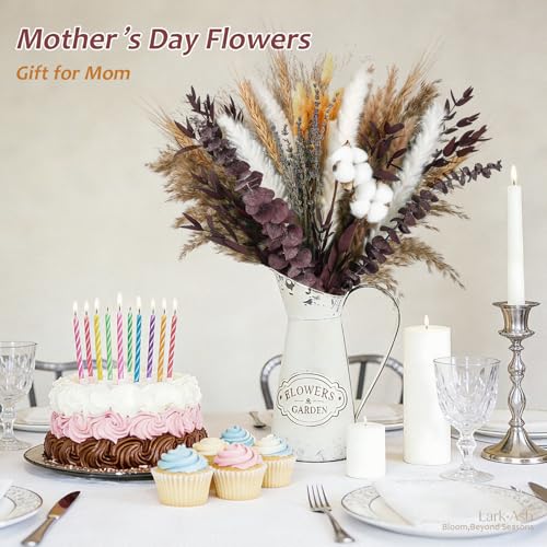 Burgundy Dried Flower Bouquet – Pampas Grass,Cotton Stems,Bunny Tails Grass,Eucalyptus,Lavender and Wheat for Boho Home Decor – Rustic Flowers for Gothic Home, Bedroom, and Wedding Table Décor - size: Fall