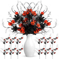Thiccywoov 12 Pcs Halloween Floral Picks, 22" Artificial Halloween Flowers Pumpkin Flower Arrangements Spooky Gothic Pumpkin Decor for Vase Table Centerpieces DIY Haunted House Party Indoor Outdoor