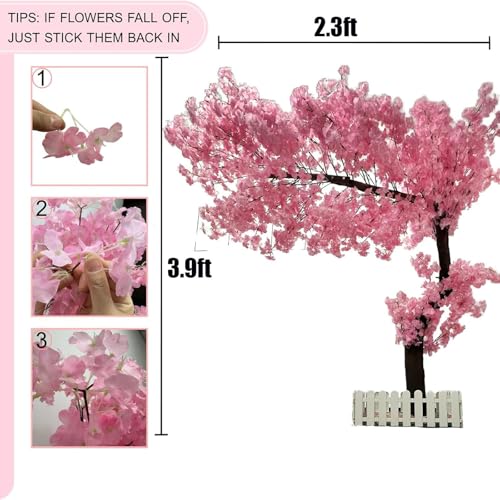 Cherry Blossom Tree Wishing Tree Handmade Shopping Wedding Party Indoor and Outdoor Decoration Artificial Cherry Blossom Tree (3.9ftx2.3ft) - size: 3.9ftx2.3ft