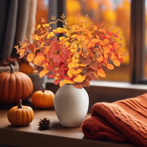 Yen Jean 10PCS Fall Decorations for Home Autumn Artificial Flowers Bouquet - Thanksgiving Fake Stems Plants Indoor Decor Outdoor Party Supplies - style: fall stems-2