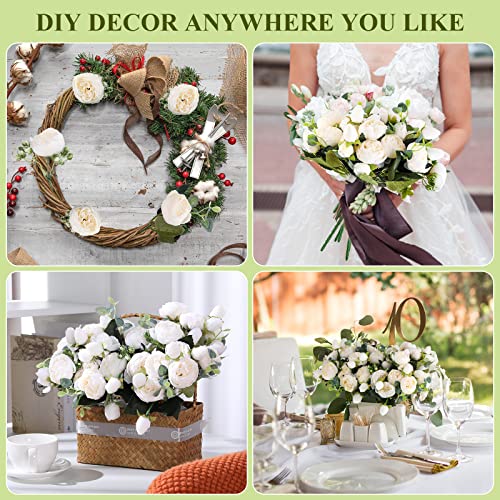 Yunsailing 8 Pack Artificial Peony Flowers Faux Silk Hydrangea Bouquet Wedding Home Table Decor Reusable Bouquet of Rose Flower for Birthday Wedding(White) - color: White, style: Peony