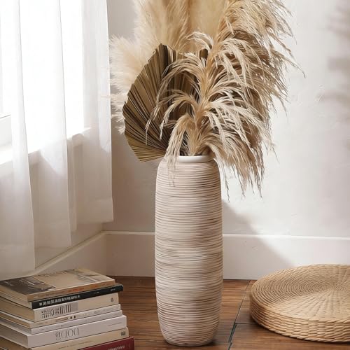 ALMA White Tall Vase for Floor, 18'' Extra Large Vase for Pampas Grass Dried Flower Bouquet, Big Ceramic Rustic Vases for Home Decor, Living Room Floor, Mantel Decoration - color: Bottle-white-18"