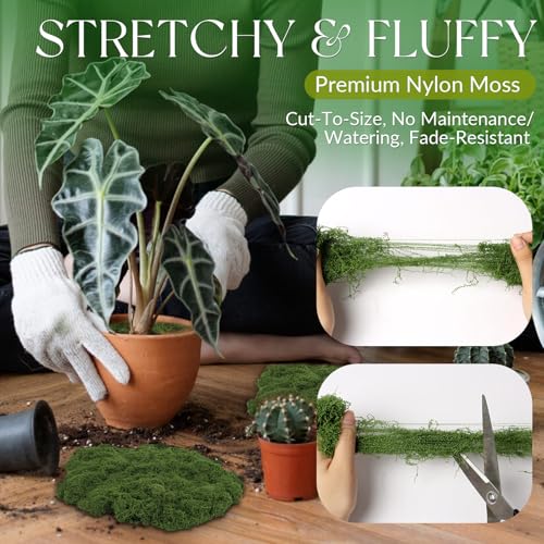 5.3OZ Artificial Faux Moss Fake Green Moss for Crafts Decorative Moss Preserved Moss for Plants Indoor Fairy Garden DIY Decorative Walls Glass Containers Model Making Home (Dark Green) - color: Dark Green