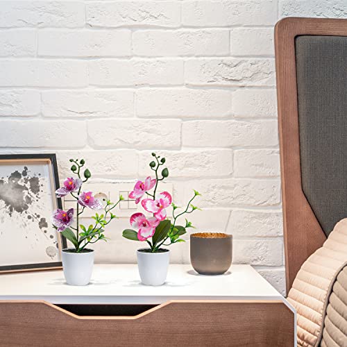 XONOR 4Pcs Artificial Orchid Flowers Mini Potted Orchid Flowers Fake Orchids with Plastic Vase for Home Office Wedding Table Centerpiece Decoration (Purple&Red) - color: Purple&red