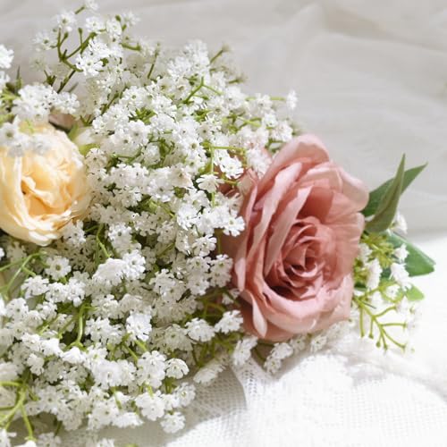 Yastouay Babys Breath Artificial Flowers, 30Pcs Fake White Babys Breath Flowers Artificial Bulk, Real Touch Faux Babies Breath Gypsophila Bouquet for Wedding Floral Arrangement Party Decor - color: White, size: 30 Pcs