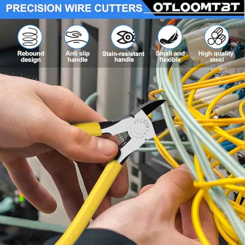 OTLOOMTBT 6-In and 5-In 2 PCS Ultra Sharp Compact Wire Cutters with Long Flat Nose Pliers Ideal for Cutting Crafts, Flowers, Plastics, Appliances and Any Clean Cutting Needs Powerful Wire Cutter