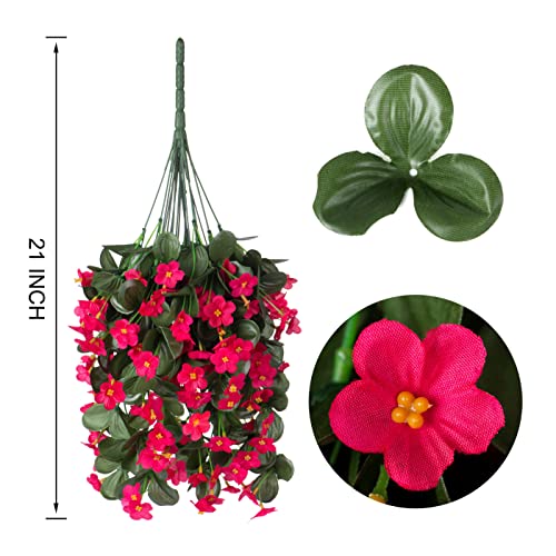 HyeFlora Artificial Fake Hanging Flowers for Spring Outdoor Outside Decoration, 2PCS Faux Silk Hotpink Daisy Plants UV Resistant Look Real Orchid Vines for Indoor Home Balcony Porch Planter - color: Hot Pink