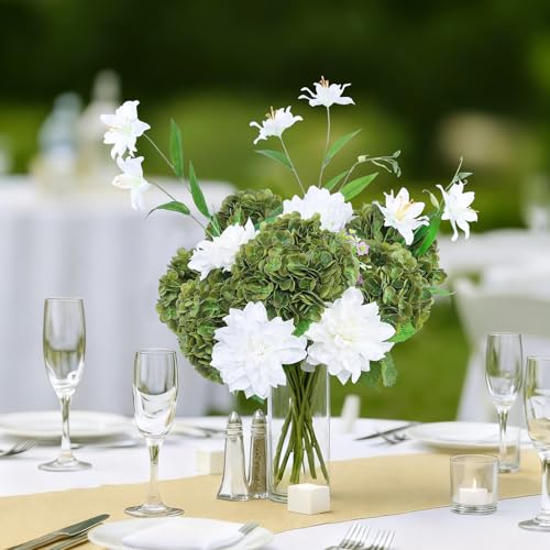 Coferset 3pcs Dark Green Lifelike Hydrangea Artificial Flowers 22inch Real Touch Faux Hydrangea Flower Stem for Home Party Wedding Floral Filler Arrangements Ceterpieces Bouquets - color: Dark Green, size: 3pcs
