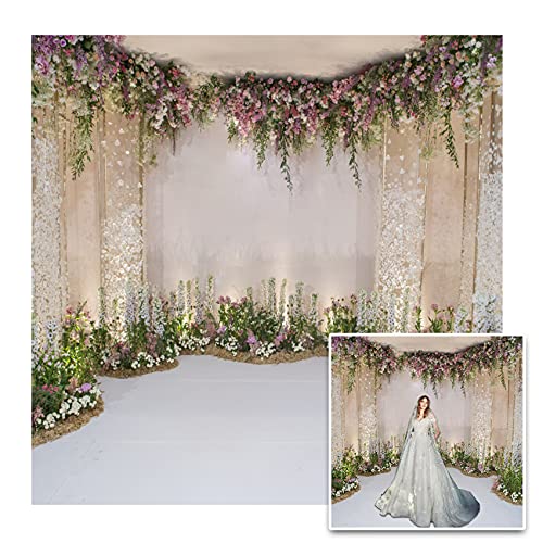 Vinyl 10x10ft Backdrop, Colorful Floral Design, Ideal for Wedding, Party, Photography, Decoration - size: 10x10ft
