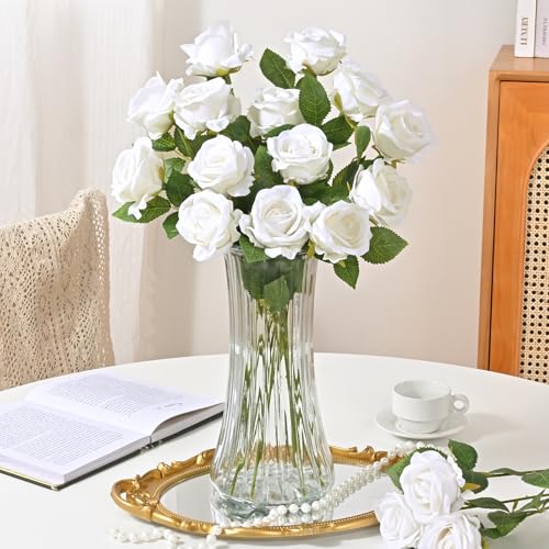 Waipfaru 100 Pcs White Roses Artificial Flowers Bulk, Real Touch Velvet Roses with Wrapping Paper, Fake Flowers for Wedding Centerpieces Bridal Bouquet Valentines Mothers Day Decor - color: White, size: 100 Pcs
