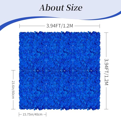 BLOSMON Flower Wall Panel Backdrop Decor Royal Blue Artificial Floral Backdrop for Wedding Party Baby Bridal Shower, 6 Pcs Hanging Fake Hydrangea Wall Decoration Silk Faux Hydrangea Flower Backdrop - color: Royal Blue