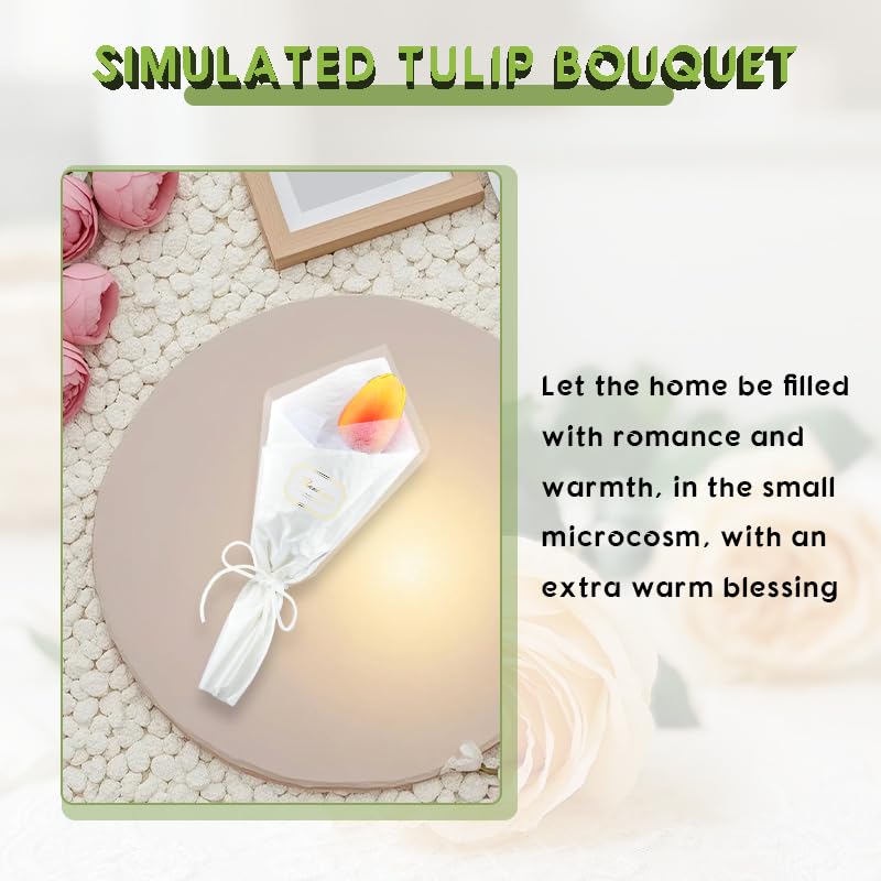 Thank You Gifts Faux Tulips Artificial Flowers Single Flower Bouquet Tulip Gift for Women Teacher Appreciation Gifts for Mom Sister Friends Spring Wedding Decor Fake Flowers Tulip Decorations 1Pcs - color: Sunset Red